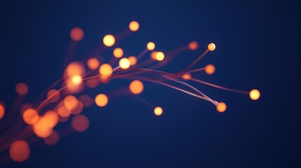 Fototapete - Glowing circles on slender lines create a vibrant abstract design illuminating a dark background