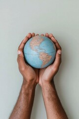 Aufkleber - Contemporary Ethnic Harmony Display World Globe in Hands with Diverse Embraces - Social Unity Concept and Inclusive Marketing for Cross-Cultural Communication