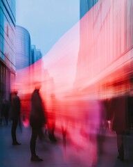 Poster - Vibrant Urban Festivity Dynamic Motion Blur on Busy City Street - Cultural Celebration Imagery for Modern Marketing and Social Media Engagement