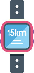 Poster - smart watch is showing 15 km distance covered in a workout session