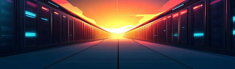 Poster - Sunset Server Room Data Center