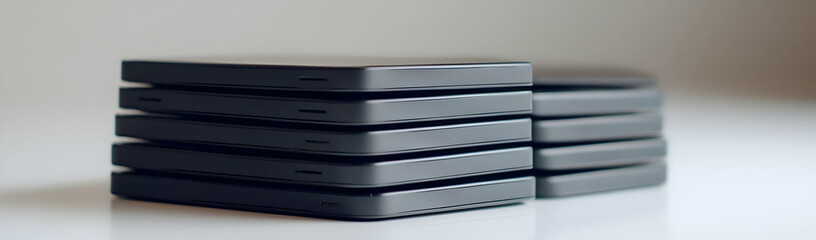 Poster - Stacked data storage devices, studio shot