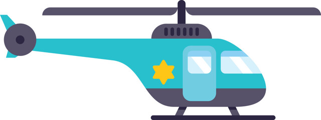 Poster - blue police helicopter with a gold star is flying in the sky