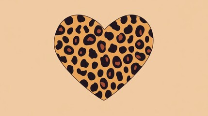 Poster - bold and playful, this leopard-print heart design stands out against a warm brown backdrop, perfect 