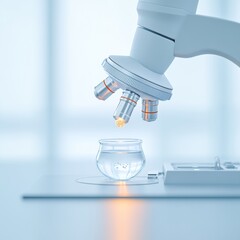 Poster - Futuristic Environmental Science Digital Microscope Analyzing Water Sample on Sleek Glass Surface - Enhancing Eco-Education and Scientific Research in Sustainable Tech Industries
