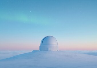 Aufkleber - Futuristic Observatory Dome Sleek Metallic Structure with Telescope under Starry Night Sky - Astronomical Research and Digital Innovation for Science Industries