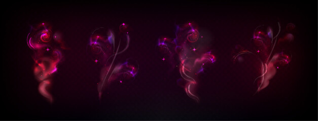 Poster - magic wand sparkle effects set with glowing swirls, shimmering pink trails, luminous spirals and mys