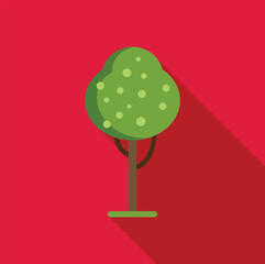 Poster - minimalist vector illustration of a stylized green tree on a red background, evoking growth and natu