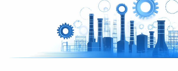 Poster - Blue factory gears background