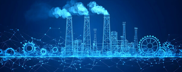 Poster - Digital Factory Smoke, Gears, Network