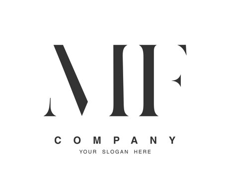 MF logo design. Initial letter m and f serif font style. Creative classic company name typography. Trendy logotype or identity.
