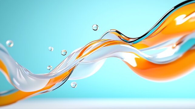 Abstract Liquid Wave with Vibrant Orange and Blue Hues