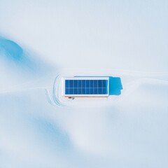 Poster - Aesthetic Winter Aerial Solar Panel Linked to Sustainable Energy Solutions - Capturing Eco-Friendly Power in Snow, Ideal for Green Industry and Modern Environmental Marketing
