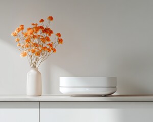 Aufkleber - Minimalist Home Organization System Elegant White Storage with Leak Detection and Sensor Technology for Modern Smart Home Efficiency and Aesthetics