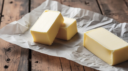 Homely charm: butter displayed on a rustic wooden table