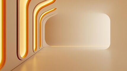 Poster - Energy efficiency idea. Modern interior design featuring warm orange accents and clean lines.