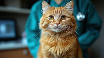 ginger cat at the veterinary clinic