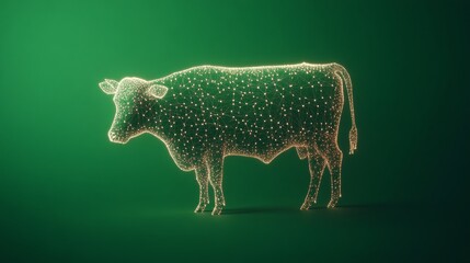 Poster - Neon Digital Nodes Cow Tech-Aesthetic for Smart Livestock in Sustainable Agriculture - Innovative AgTech Marketing and Eco-Friendly Farm Branding