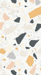 Poster - This terrazzo pattern showcases an array of soft, earthy tones with various shapes scattered across a light backdrop, creating a tranquil and sophisticated ambiance perfect for modern design