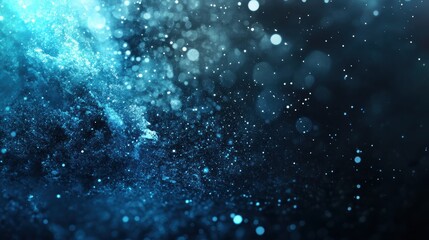 Poster - Dynamic water particles in motion underwater environment abstract visuals dark background artistic perspective for seo impact