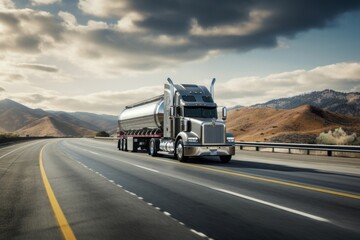 Wall Mural - Tanker truck vehicle highway infrastructure.