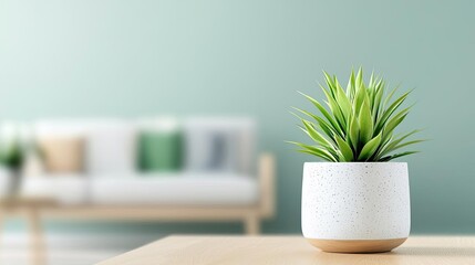 Poster - Indoor plants minimalist concept. A stylish indoor plant in a modern pot adds life to a contemporary living space.
