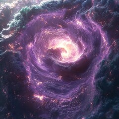 Poster - Mesmerizing Sci Fi Plasma Bomb Explosion in Zero Gravity with Vivid Purple and Green Energy Spirals