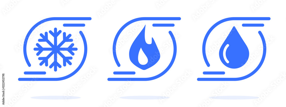 Cold hot wet air circulation pump icon vector simple graphic set ...
