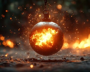 Poster - Countdown to Detonation Exploding Time Bomb Ablaze with Spiraling Light and Metallic Debris