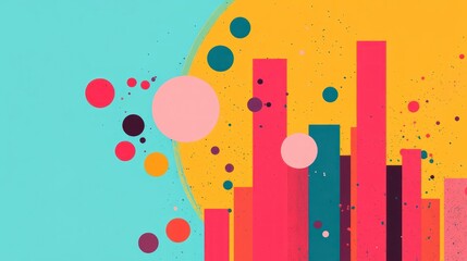 Aufkleber - Abstract Colorful Geometric Shapes with Vivid Background Elements