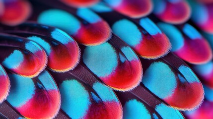 Poster - Colorful Abstract Pattern of Feather Scales in Bright Hues