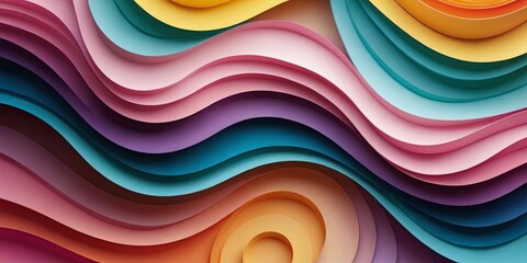 Aufkleber - A colorful, abstract design with a wave-like pattern