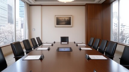 Poster - Modern Boardroom with Elegant Design and City View