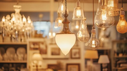 Poster - Collection of various hanging light fixtures illuminating a cozy interior setting