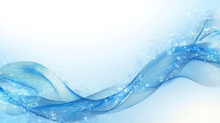 Wall Mural - Flowing blue fabric with bubbles on a soft background