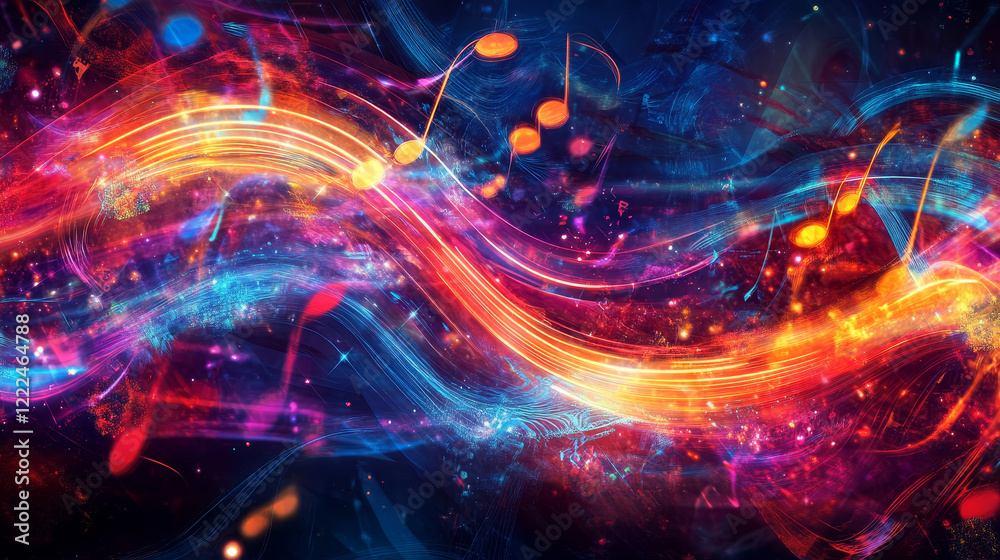 Neon audio voice frequency wave and abstract sound light vector ...