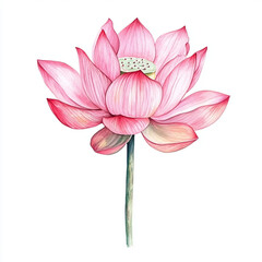 Wall Mural - Pink lotus flower pastel colors watercolor illustration