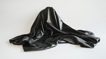 Poster - A Black Silk Fabric Drape with Light Reflections on a White Background