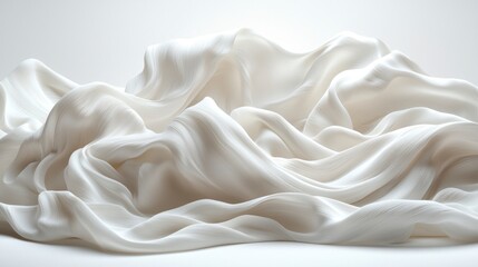 Wall Mural - Flowing white silk fabric draped elegantly on surface