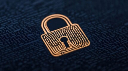Aufkleber - Digital Security Lock Icon on Abstract Circuit Background Design
