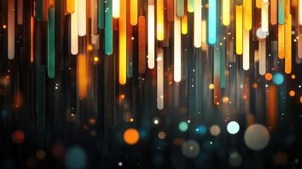 Poster - Colorful Vertical Lines and Blurred Bokeh on Dark Background