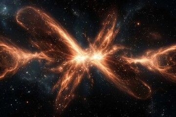 Wall Mural - Witness the powerful interaction of two giant stars in a galactic ballet.