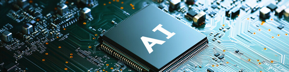 Poster - Advanced microchip showcasing AI technology in electronics