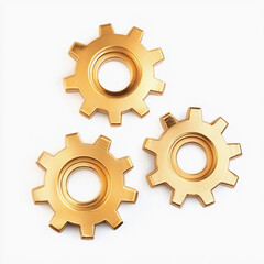 Poster - Three golden gears arranged on a white surface