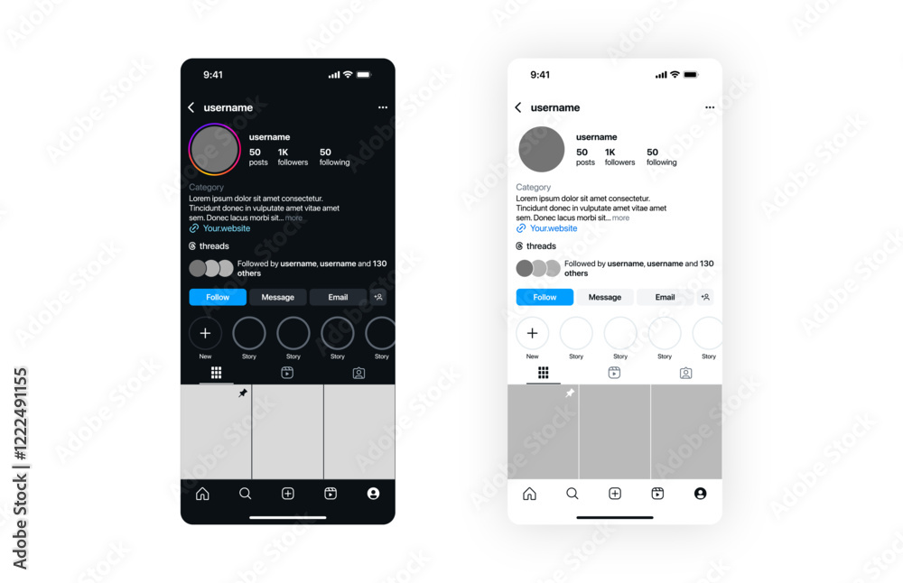 Instagram New Grid Size Template Update 2025 Light And Dark Profile