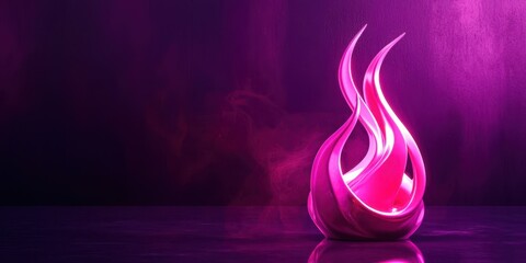 Poster - Pink flame is on a purple background