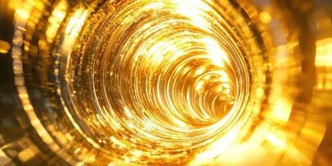 Poster - Gold colored tunnel with a spiral shape