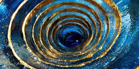 Poster - Blue and gold bowl with a hole in the middle