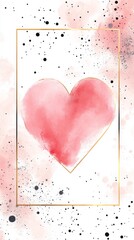 Poster - this elegant wallpaper showcases a soft heart in pastel pink, surrounded by artistic splotches of co