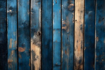 Wall Mural - Weathered Blue Wooden Planks Background for Rustic Design and Texture Projects